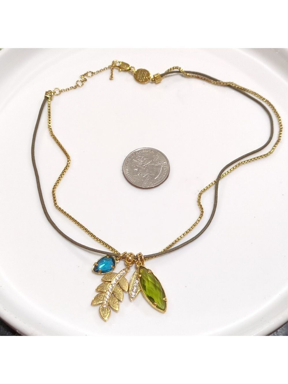 Vintage Henri Bendel New York Leaf Pendant Necklace is a vintage, 16" Long